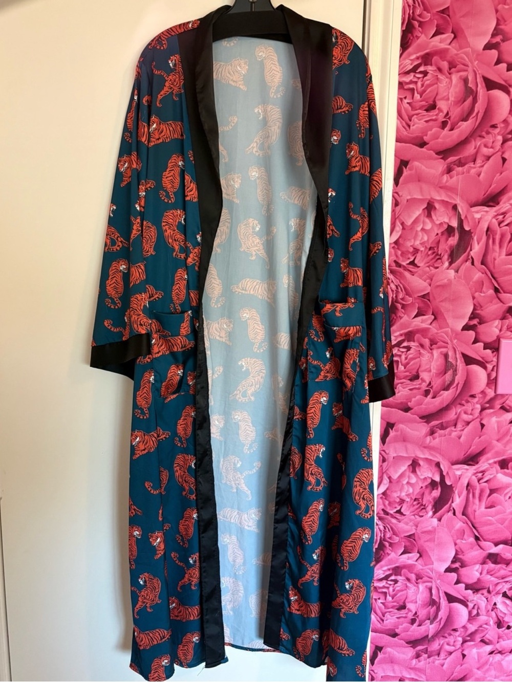 Dressed in Lala Kimono with Tiger Print and Black Trim
